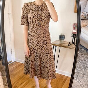 LK Bennett Montana Animal Print Silk Midi Dress